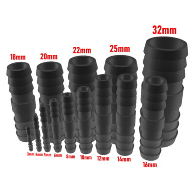 3D Printed Hose pipe tube connector joiner extender splicer barbed ribbed plastic water fuel